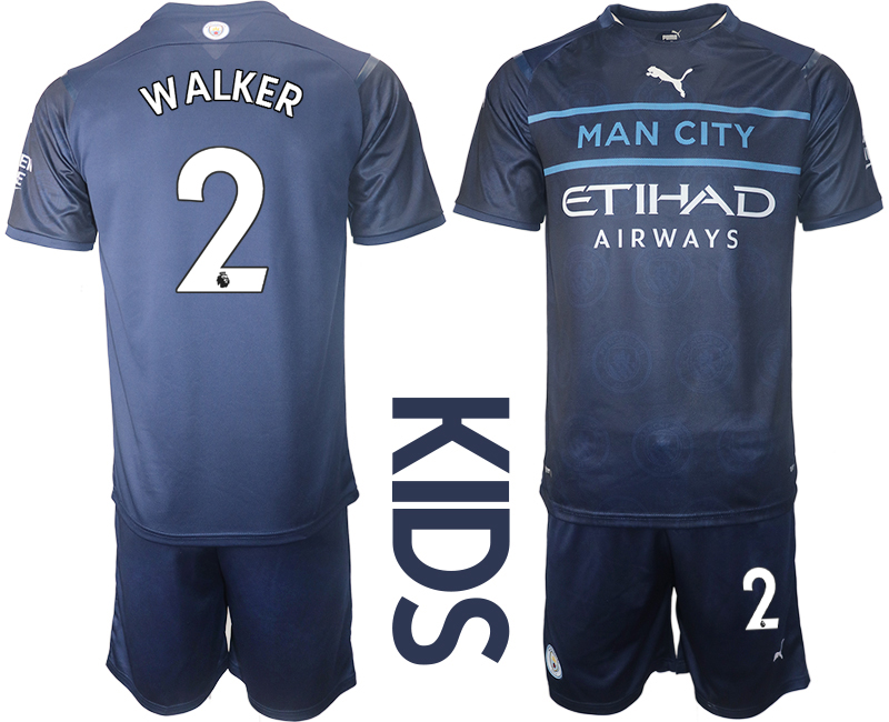 Youth 2021-2022 Club Manchester City away blue #2 Soccer Jersey
